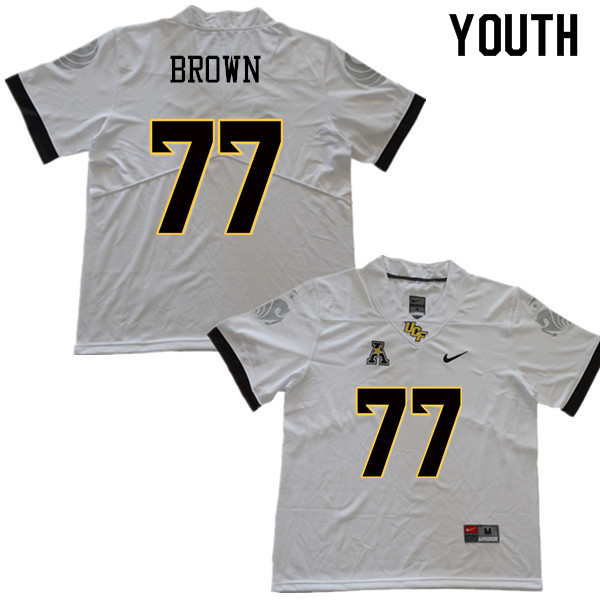 Youth #77 Jake Brown UCF Knights College Football Jerseys Sale-White - Click Image to Close